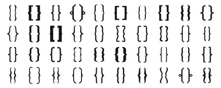 Bracket parenthesis icons set. Set of different brackets and parentheses symbols, useful for coding, programming, and software developmentのイラスト素材