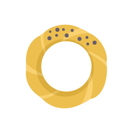 Turkish simit bread is a circular bread covered with sesame seedsのイラスト素材