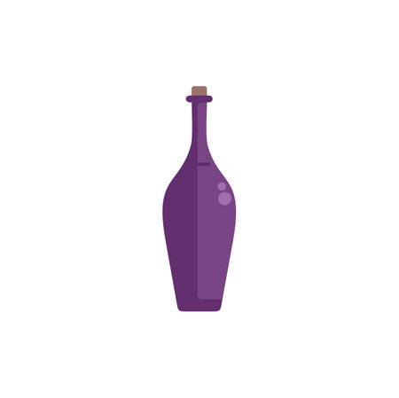 Minimalist vector illustration of a purple glass bottle with a cork lid, isolated on a white backgroundのイラスト素材