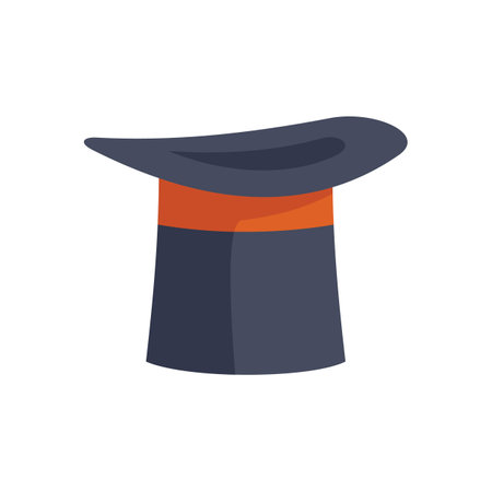 Black top hat with an orange ribbon is isolated on a white backgroundのイラスト素材