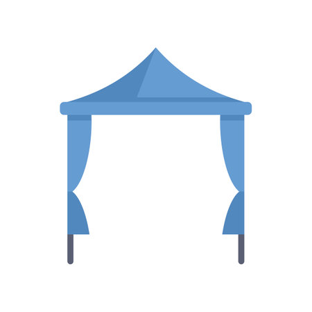 This blue event tent is providing shelter for outdoor events, with its sturdy construction and elegant designのイラスト素材