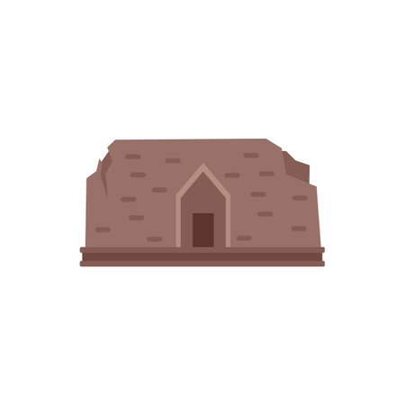 Old abandoned stone building with a weathered facade, crumbling with ageのイラスト素材
