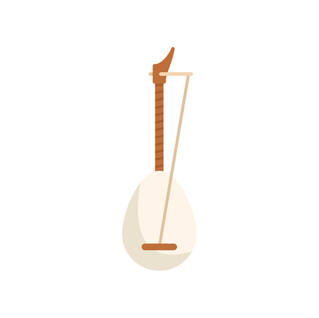 Simple flat vector illustration of a kobza, a traditional ukrainian string musical instrument, isolated on white backgroundのイラスト素材