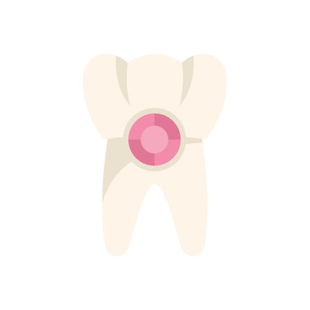This illustration shows a tooth with a filling, representing dental care and oral healthのイラスト素材