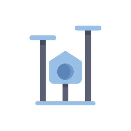 Modern and stylish cat furniture for indoor cats featuring scratching posts and a cozy houseのイラスト素材