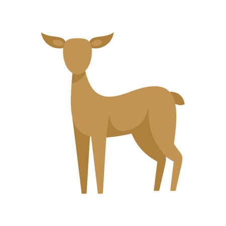 Minimalist vector illustration of a young deer standing in an alert position with its head up, isolated on a white backgroundのイラスト素材