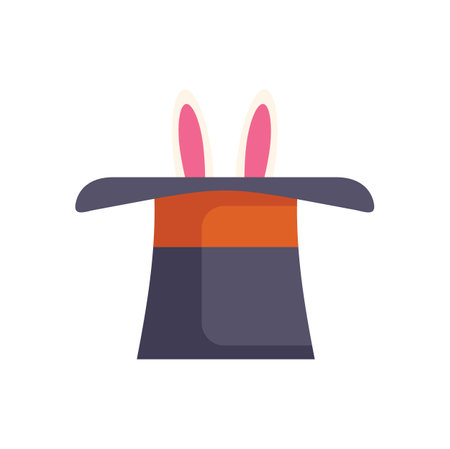 Magician top hat with bunny ears sticking out, perfect for illustrating magic tricks and entertainment conceptsのイラスト素材