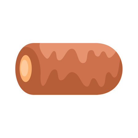 Sweet roll cake covered in dripping brown glaze isolated on white backgroundのイラスト素材