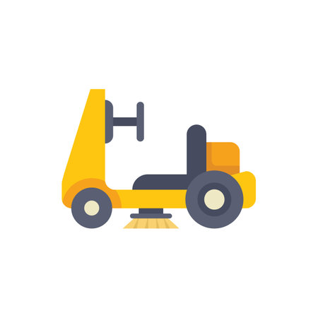 Street sweeper vehicle is cleaning a city road maintaining hygieneのイラスト素材