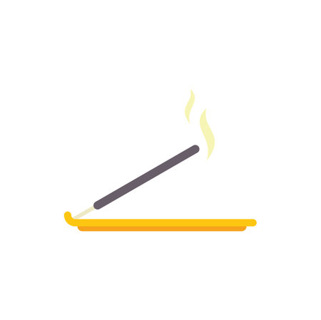 Incense stick burning and producing aromatic smoke for meditation or religious ritualsのイラスト素材