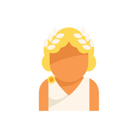 Flat vector illustration of a greek woman wearing a laurel wreath crown and a traditional tunicのイラスト素材