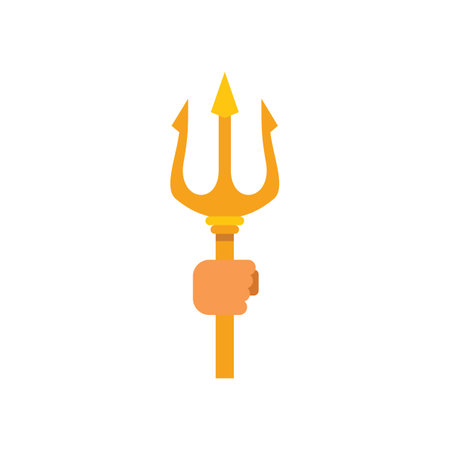 Hand is holding a golden trident, a symbol of power and authority often associated with mythology and godsのイラスト素材