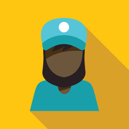Illustration of a muslim nurse wearing hijab and uniform, depicted in a flat design style with long shadowのイラスト素材
