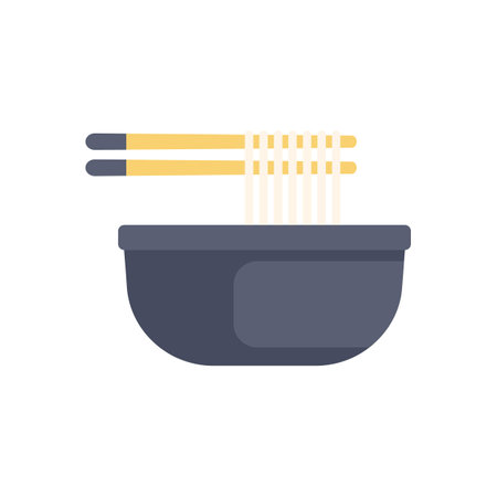 Chopsticks are holding noodles over a bowl of ramen in this minimalist illustrationのイラスト素材