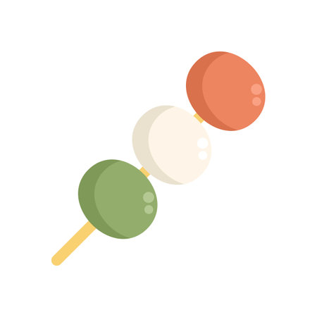 This vector illustration shows a skewer of dango, a traditional japanese dessert made from mochi flourのイラスト素材