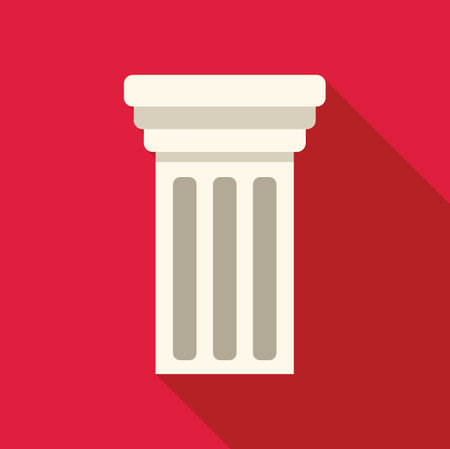 Architectural detail of white ionic column on red background, suitable for history, architecture or design conceptsのイラスト素材