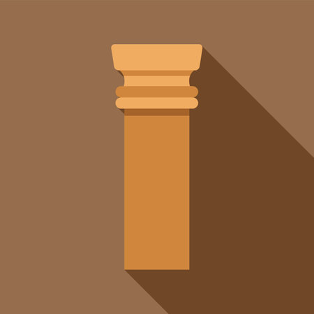 Simple yet elegant, an architectural column stands tall, its long shadow adding depth to the brown backdropのイラスト素材