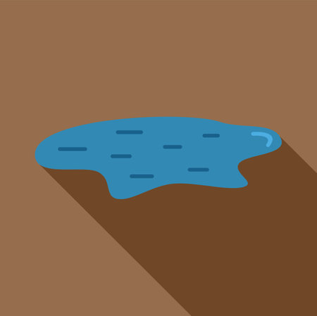 Small puddle of water on the ground reflecting the light, creating a sense of freshness and purityのイラスト素材