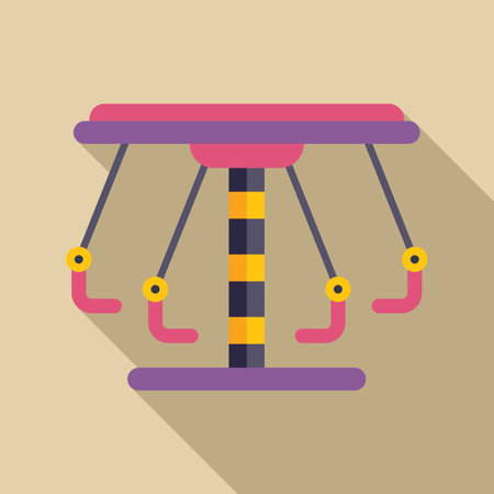 Colorful carousel swing ride spinning at the amusement park, funfair entertainment conceptのイラスト素材