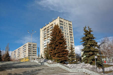 View of the embankment of the city pond Nizhny Tagil Sverdlovsk Region Ural.の写真素材