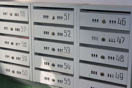 Mailboxes in an apartment houseの写真素材