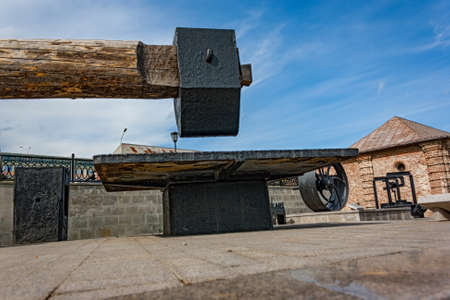 Old cast iron mechanisms of ironworks Demidov Ural Nizhny Tagil museum exposition
