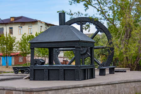 Old cast iron mechanisms of ironworks Demidov Ural Nizhny Tagil museum expositionの写真素材