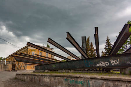Old cast iron mechanisms of ironworks Demidov Ural Nizhny Tagil museum expositionの写真素材