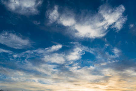 Sky, Bright Blue, Orange And Yellow Colors Sunsetの写真素材