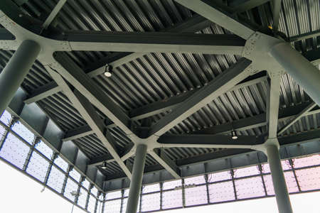 Metallic iron construction. Building construction. Shopping center.の写真素材