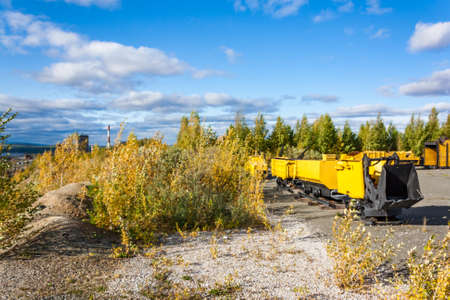 Old equipment for the extraction of iron ore in a quarryの写真素材