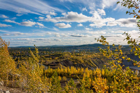 View of the quarry and the old mine from the observation platform Nizhny Tagil Sverdlovsk Region