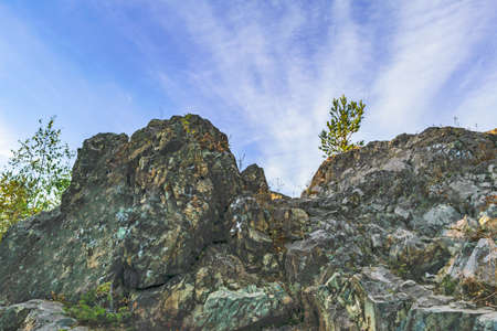Colorful autumn landscape in mountains. On the Sunset.