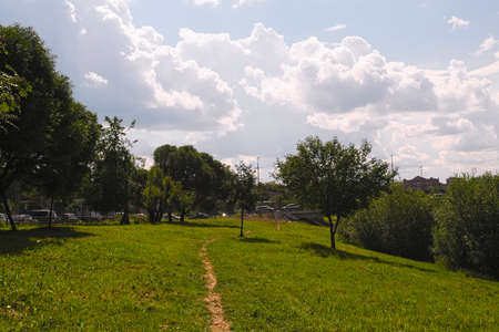 Sunny summer day in public city park
