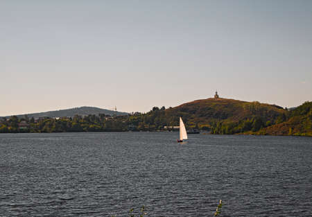 A wonderful summer landscape overlooking the embankment of Nizhny Tagil , Russia.の写真素材