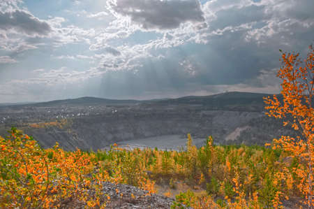 View of the quarry and the old mine from the observation platform Nizhny Tagil Sverdlovsk Region