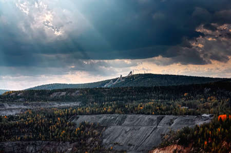 View of the quarry and the old mine from the observation platform Nizhny Tagil Sverdlovsk Region