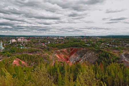Top view of a large iron ore mineの写真素材