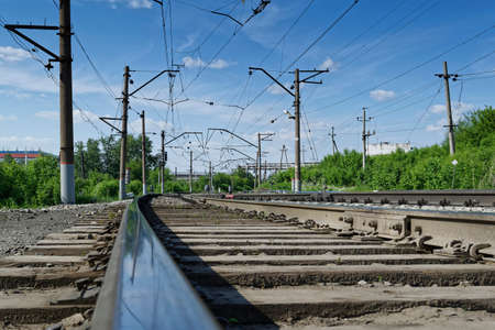 old railroad tracks at railway station, transportation
