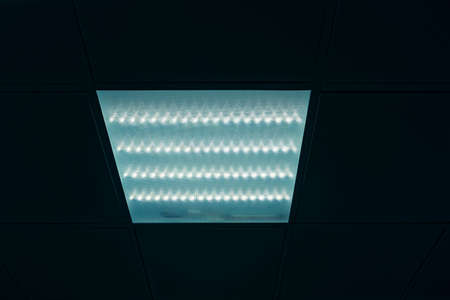 ceiling with neon lights in the office.