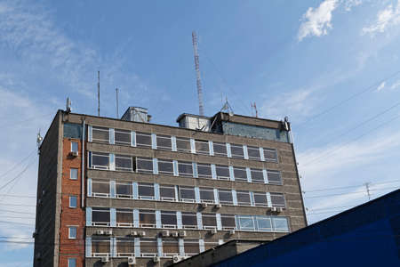 Telecommunication equipments on the roof topの写真素材