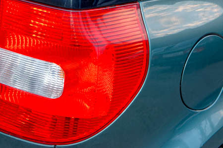 car brake light in red and white glassの写真素材