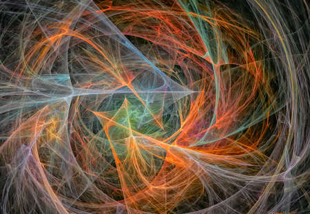 Abstract artificial computer generated iterative flame fractal image.