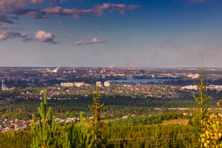 Beautiful idyllic picturesque early autumn scenery landscape of park outdoor nature environment.の写真素材