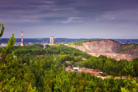 Beautiful idyllic picturesque early autumn scenery landscape of park outdoor nature environment.の写真素材