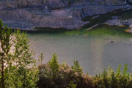 Top view of a large quarry dolomite with waterの写真素材