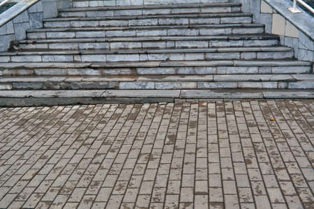Close-up of steps covered with raindrops. Close up stone steps.の写真素材