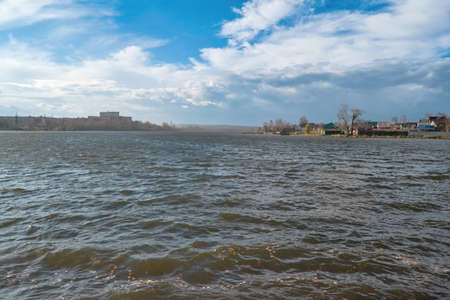 A wonderful autumn landscape overlooking the embankment of sity pond Nizhny Tagil, Russia.