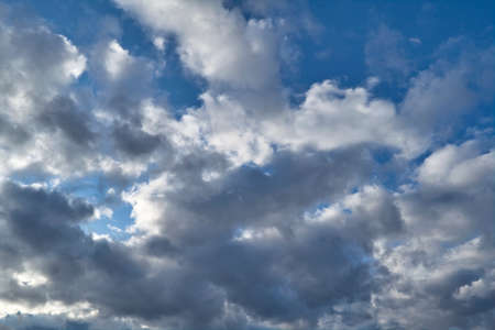 Cumulus clouds in the blue sky. Beautiful clouds in the blue sky background.の写真素材