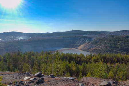 View of the quarry and the old mine from the observation platform Nizhny Tagil Sverdlovsk Region...